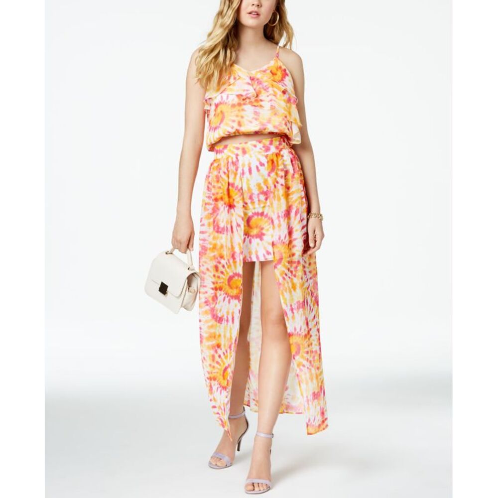 The Edit By Seventeen Juniors Printed Chiffon Overlay Skirt
